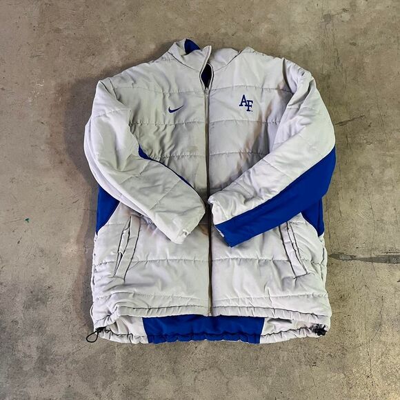 Nike Air Force REVERSIBLE vintage puffer jacket in white & blue jacket Mens XXL - Picture 2 of 2